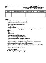 Đề khảo sát cuối học kì I môn Khoa học lớp 4 - Năm học 2016-2017 - Trường Tiểu học Thành Tín